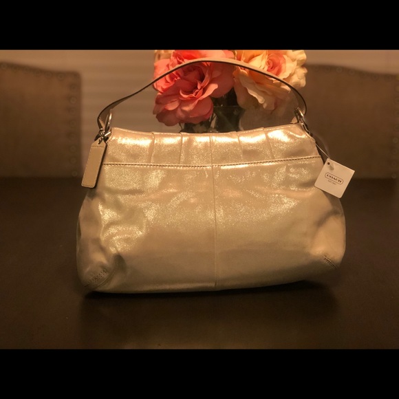 Gold Soho Leather Flap Coach Handbag - Picture 2 of 5